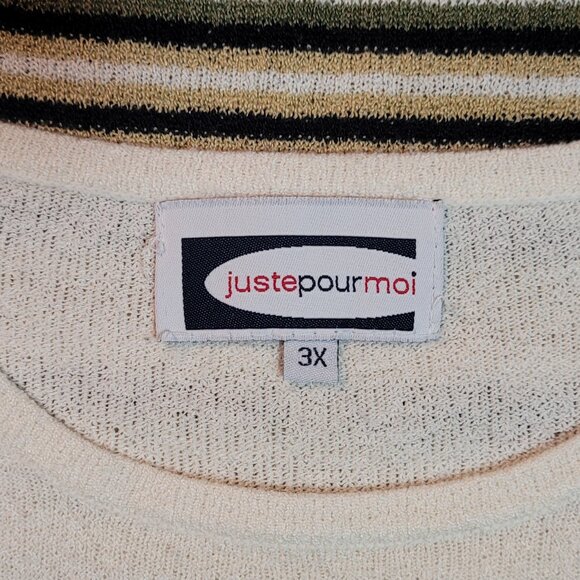 ❄️ 3X | Juste Pour Moi | Short Sleeved Embroidery Knit Sweater - Picture 4 of 5